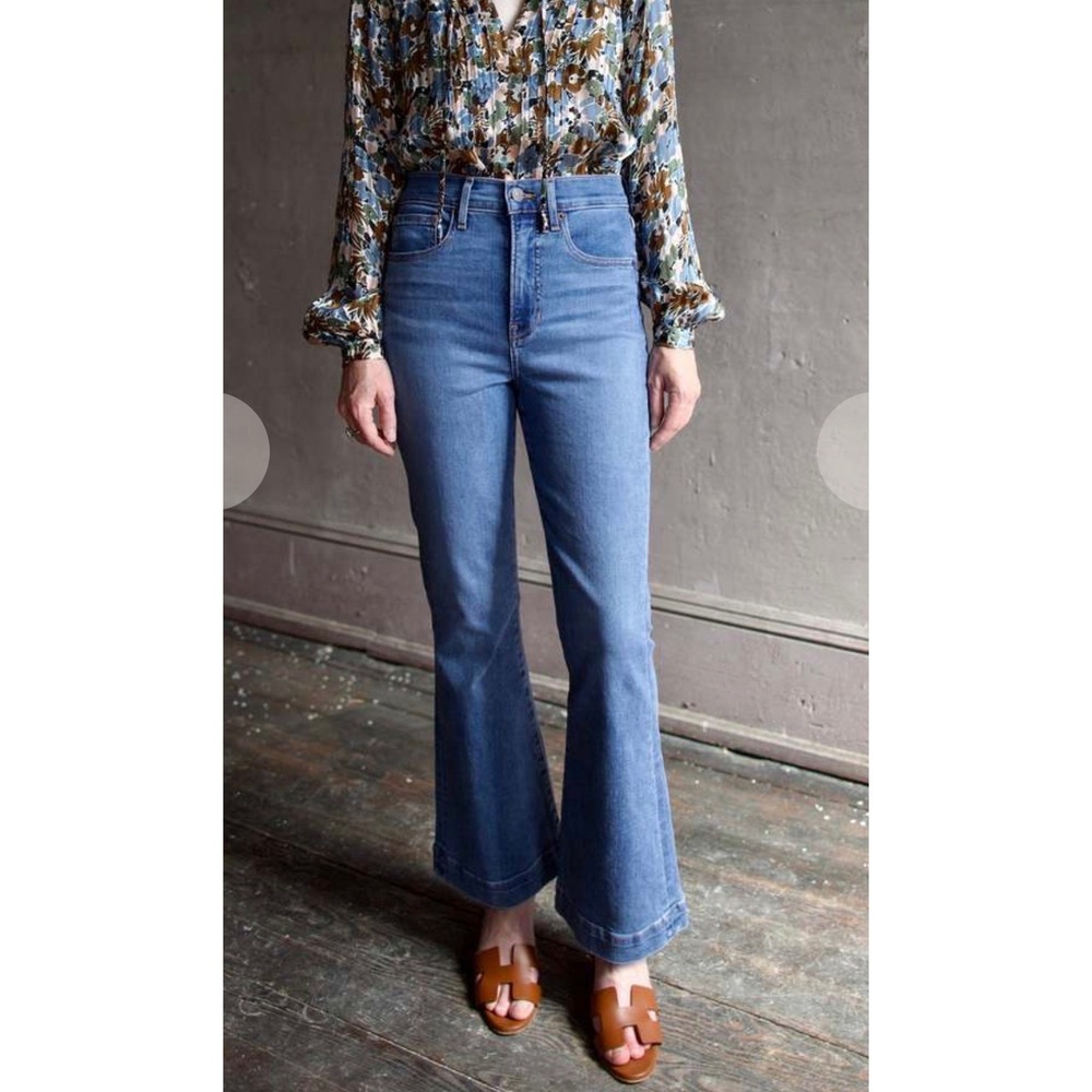Veronica Beard Carson High Rise Flare Jeans Womens 30 Blue Crop Boho Designer